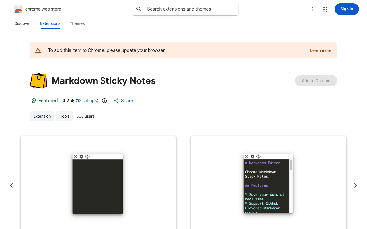 Markdown Sticky Note