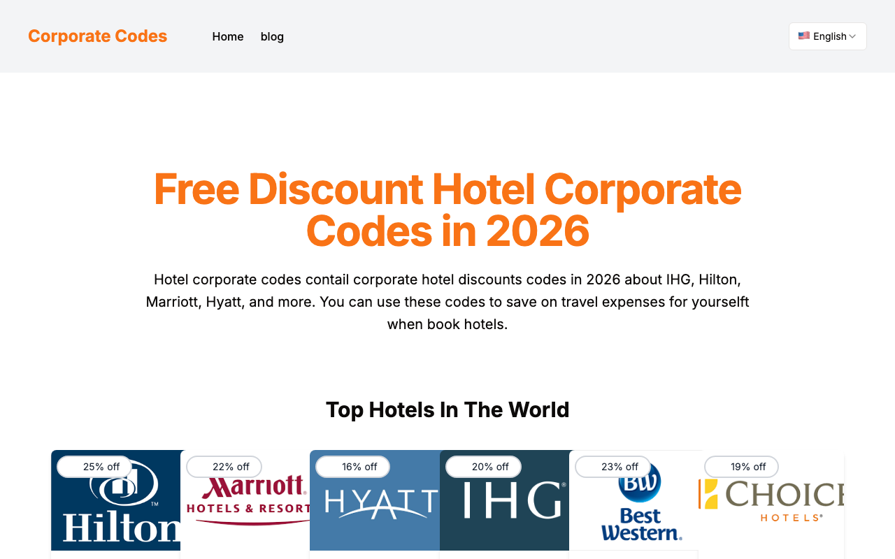 酒店协议代码——Hotel Corporate Codes