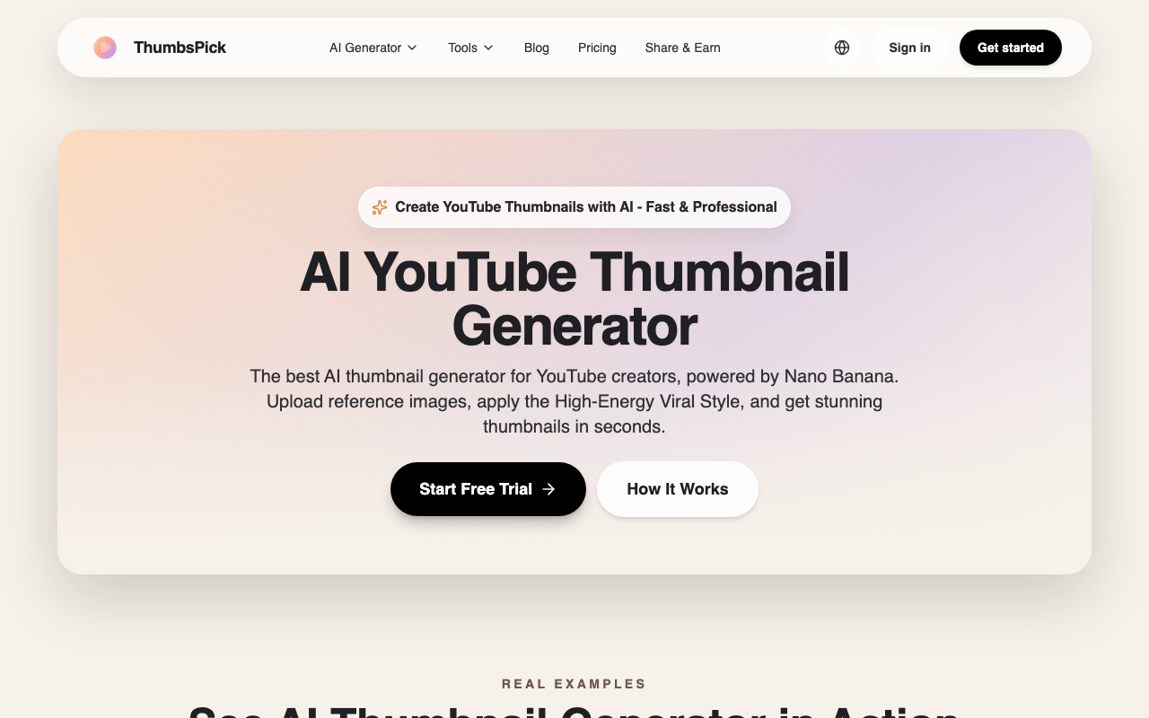 AI YouTube 缩略图生成器