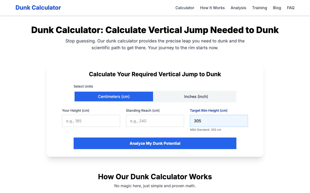 Dunk Calculator