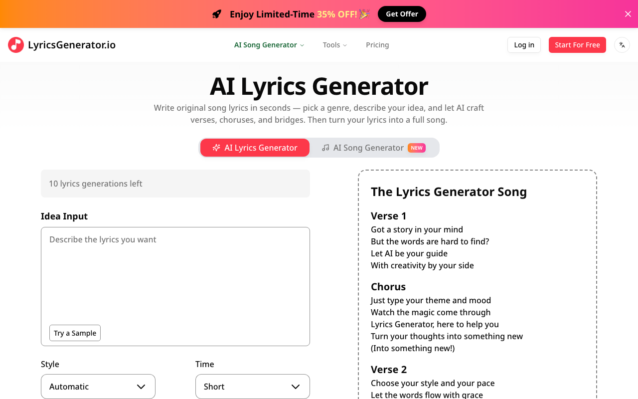 AI Lyrics Generator
