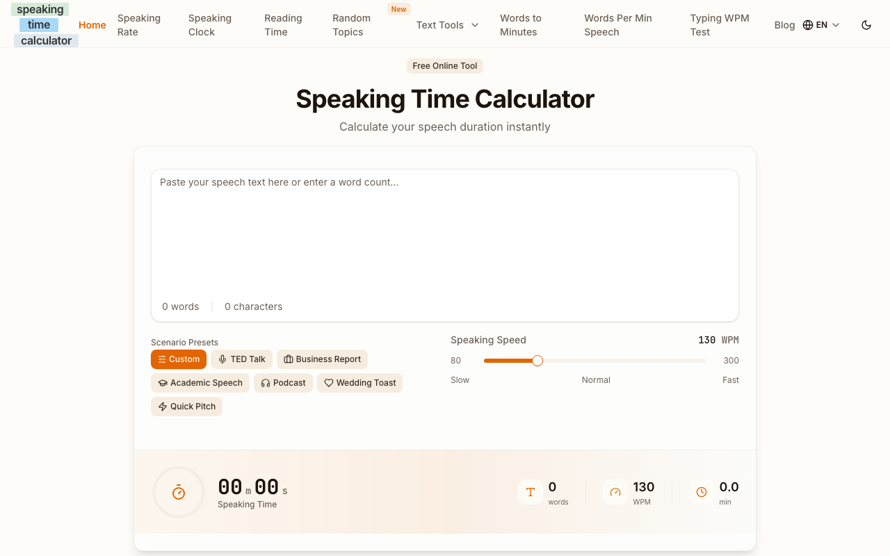 Speaking Time Calculator
