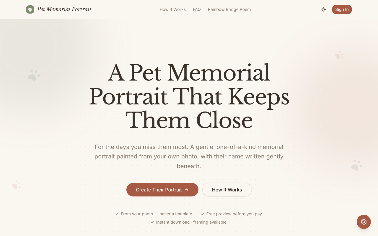 pet memorial portrait