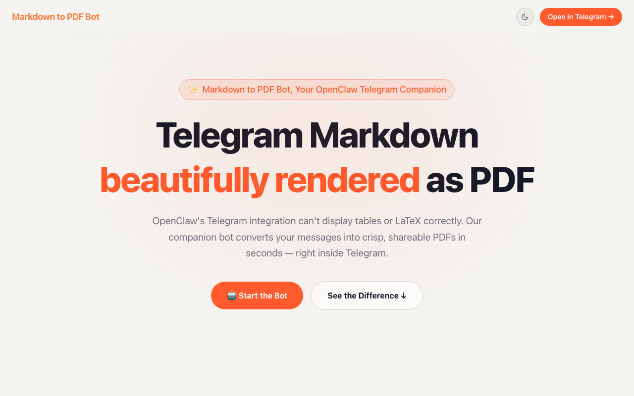 Markdown to PDF Bot