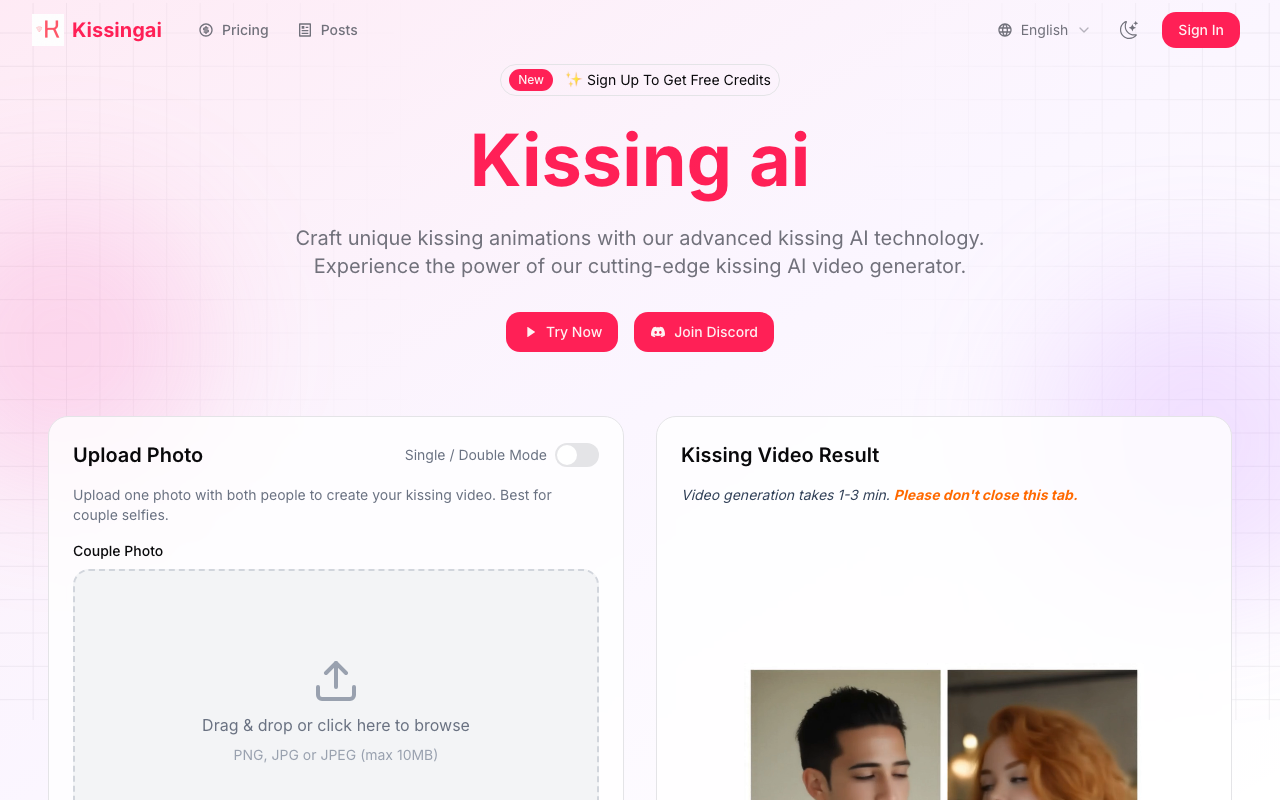 AI 亲吻视频生成器