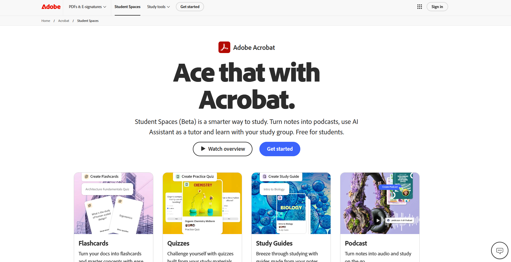 Acrobat Student Spaces